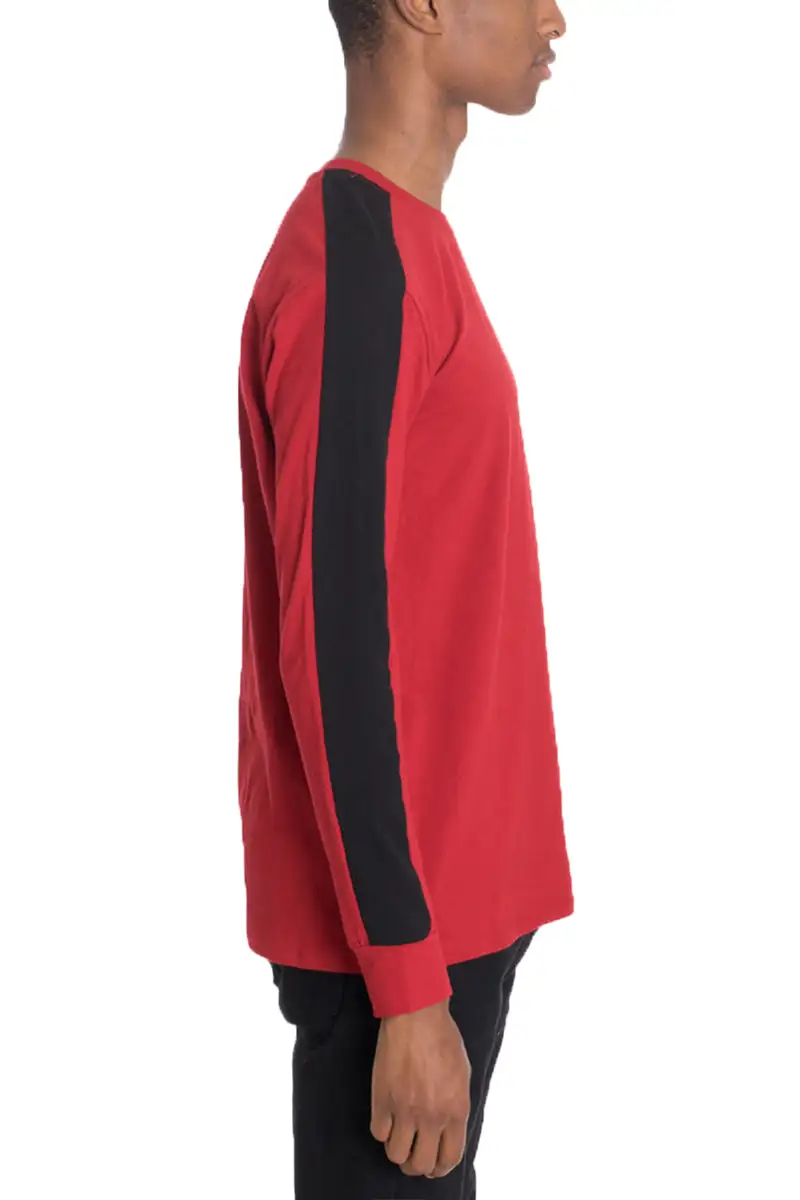 Long-sleeved color-blocked T-shirt