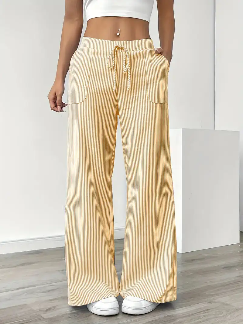 Classic Wide Leg Striped Trousers