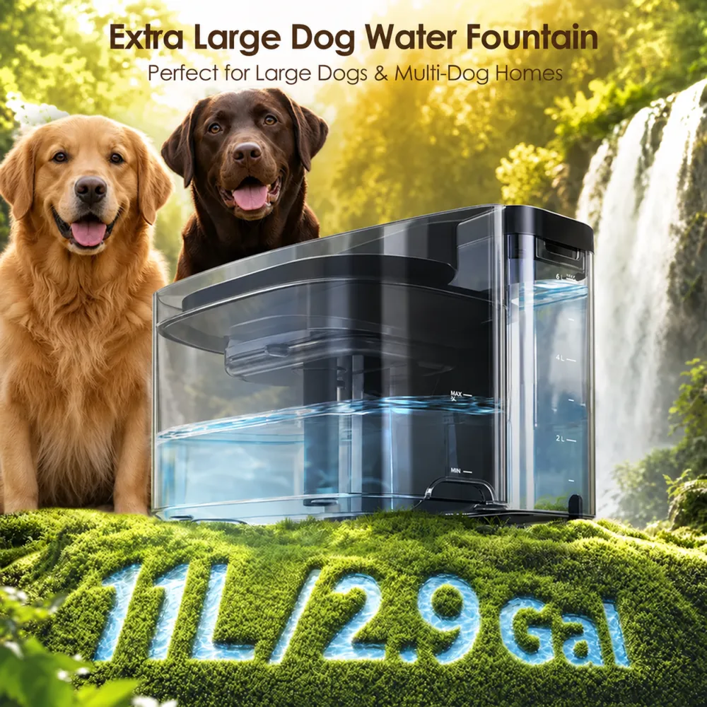 11L Large Dog Water Fountain with Reserve Tank
