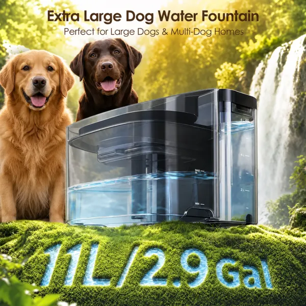 11L Large Dog Water Fountain with Reserve Tank