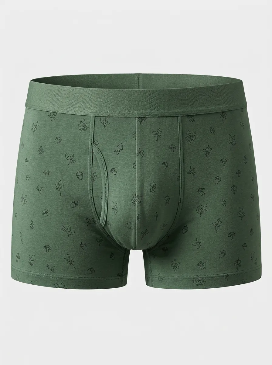 Men's Nature Lover Mushroom Acorn Printed Boxer Briefs