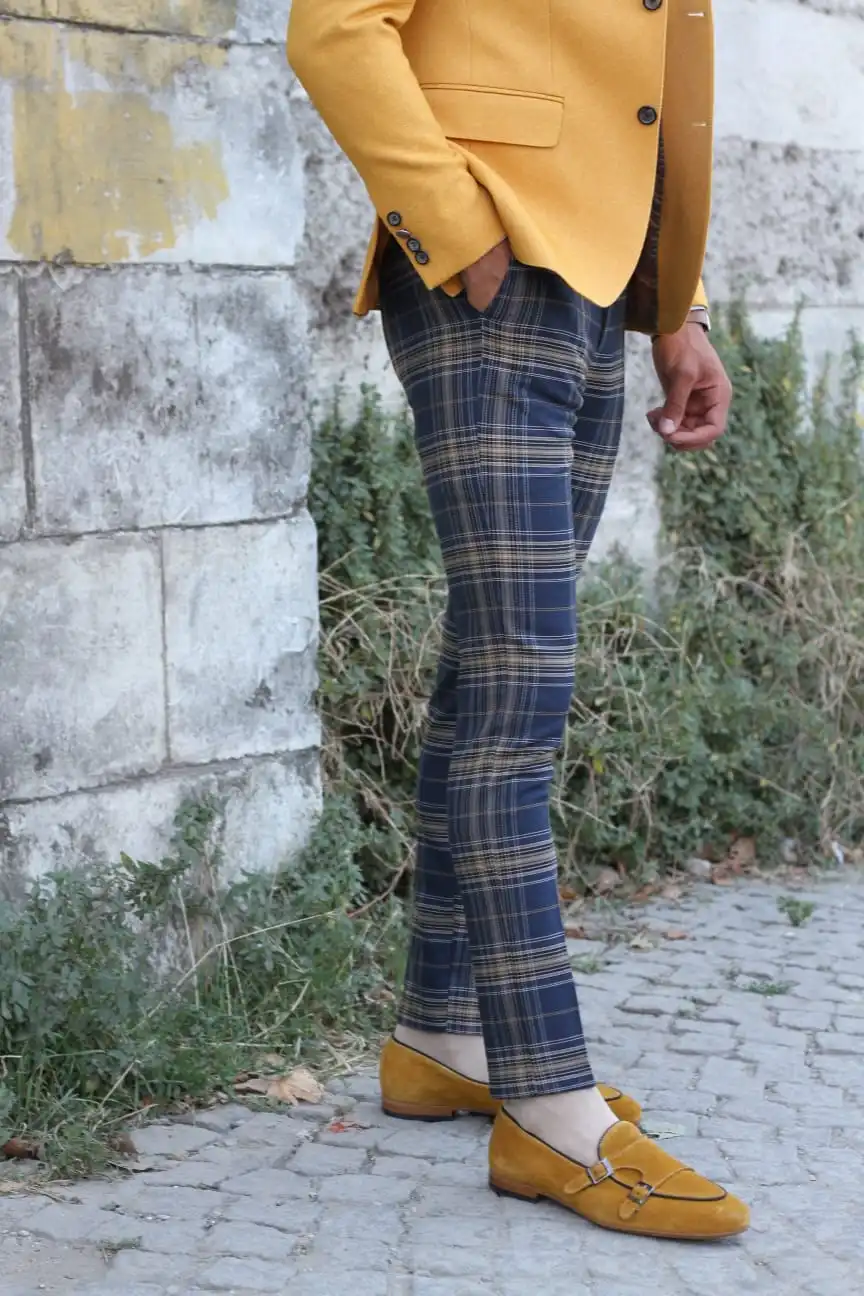 Refined Heritage Slim Fit Plaid Tailored Trousers