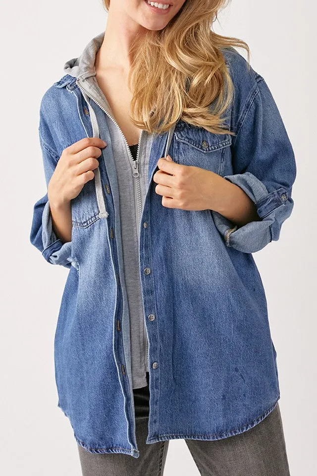 Evelyn Denim Zip Up