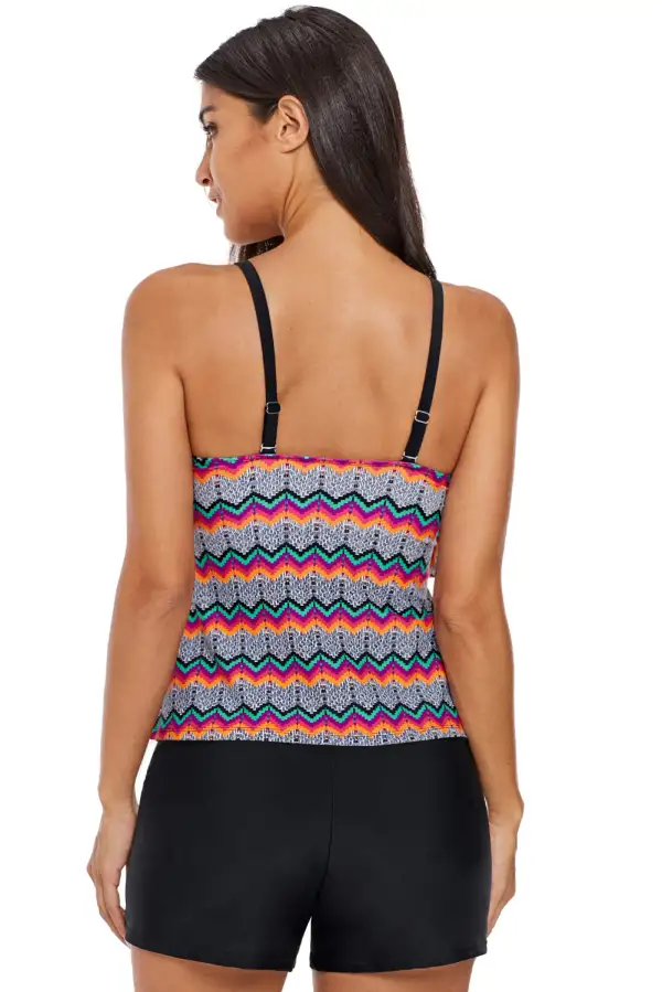 Swimwear Tribal Print Ruffled Layered Tankini Top