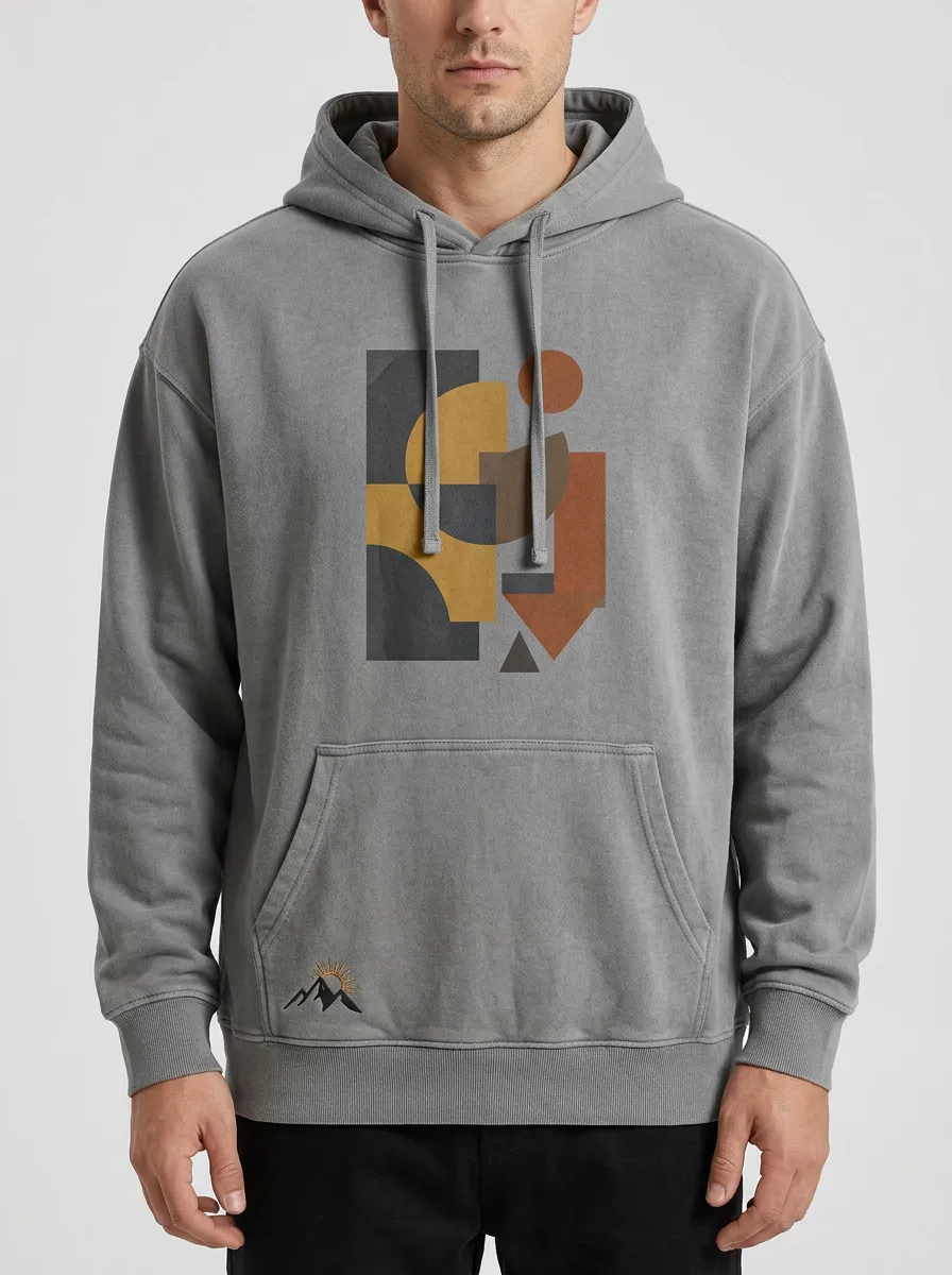 Men's Abstract Geometric Mountain Print Hoodie
