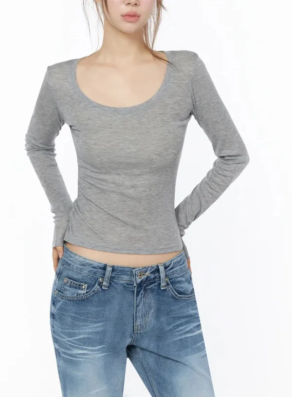 Sheer Slim Fit Long Sleeve Top