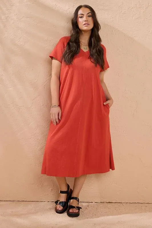 Burnt Orange Premium Cotton Dress