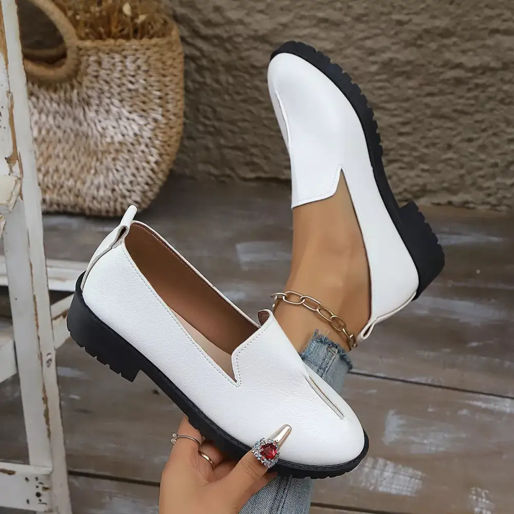 Refined Round Toe Block Heel Loafers