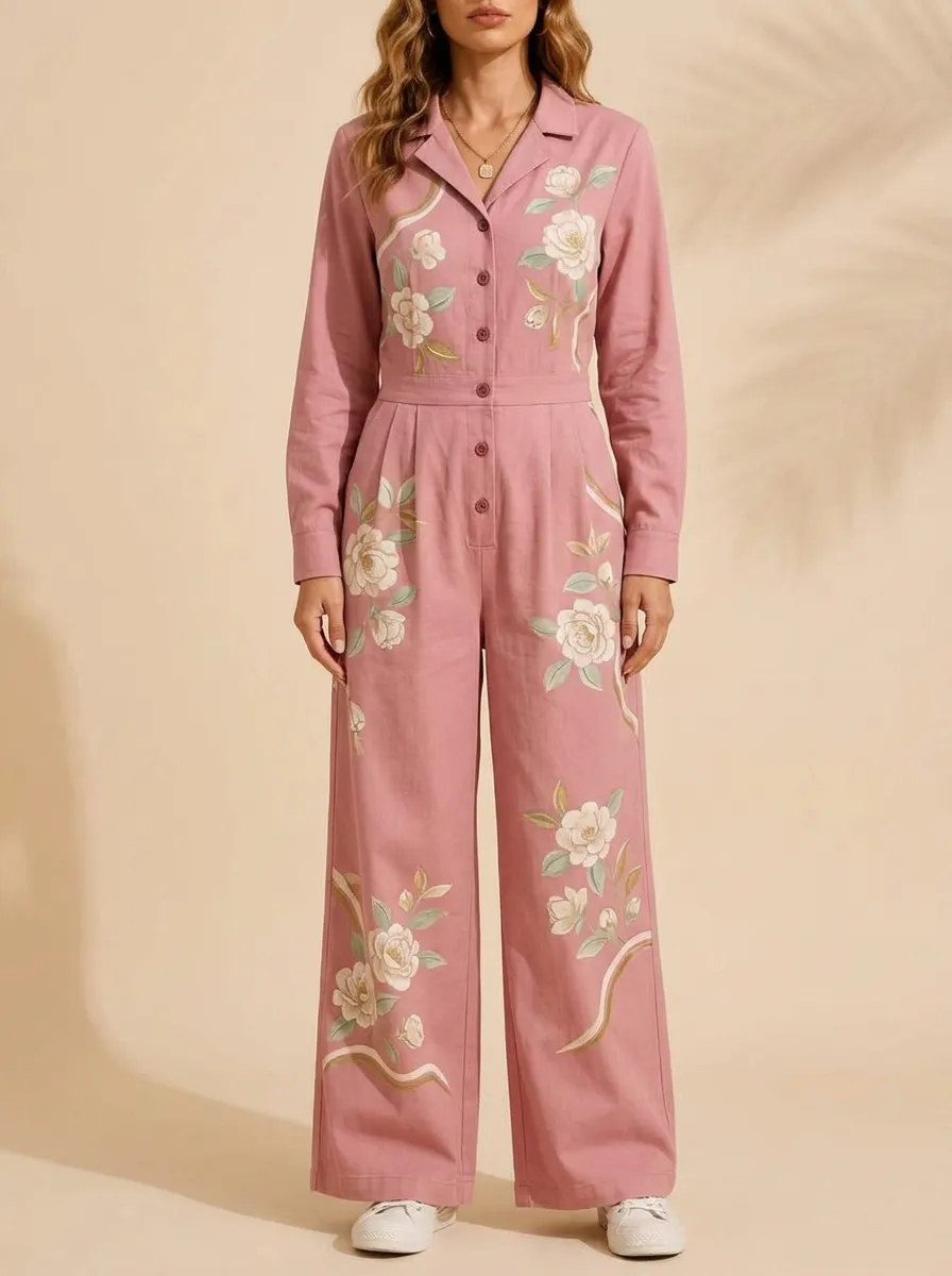 Women's Embroidered Floral Jumpsuit