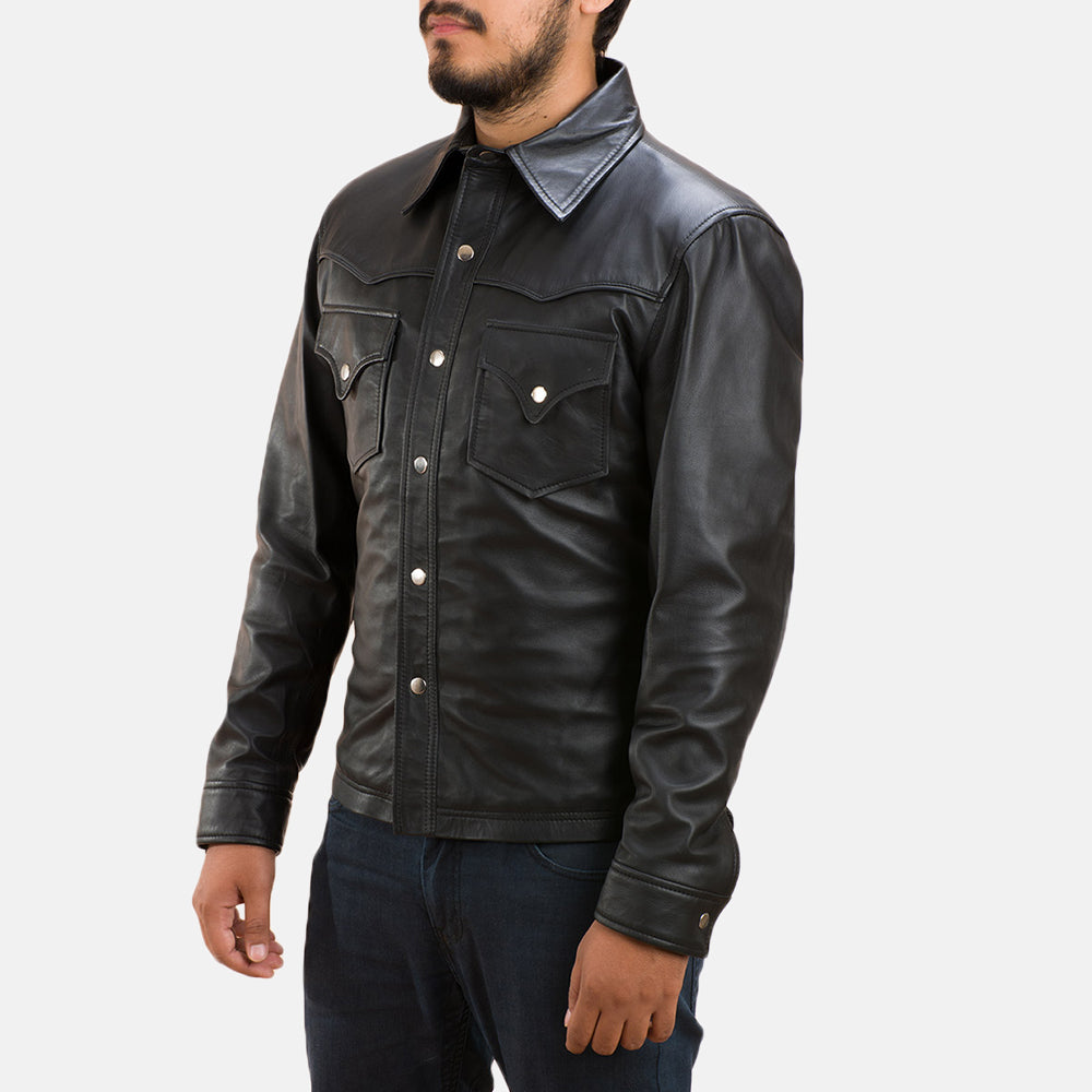 Men's Textured Leather Jacket