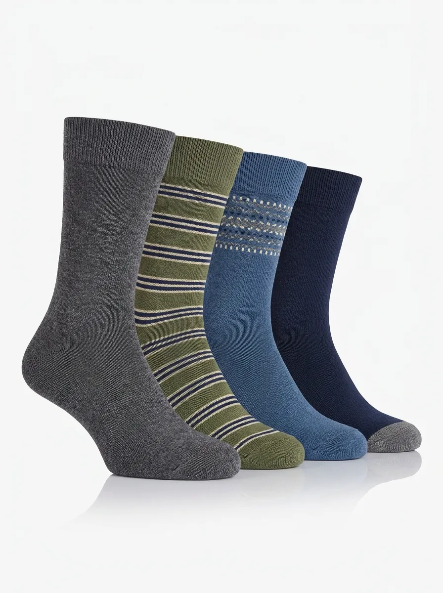 Men's Outdoor-Print Four Pair Socks