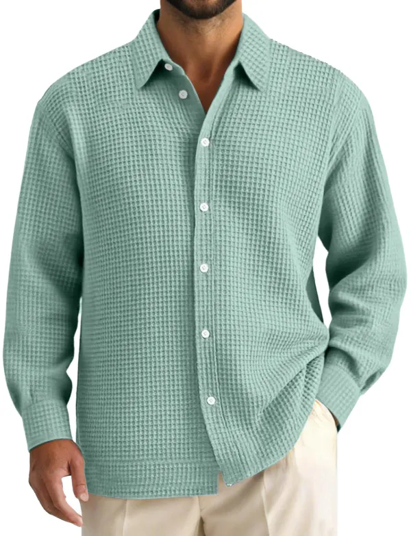 Everyday Textured Knit Open Collar Shirt