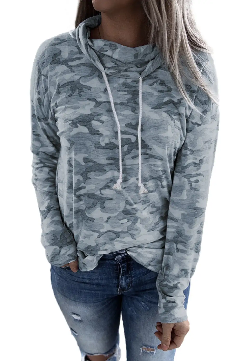 Camo Drawstring Sweatshirt