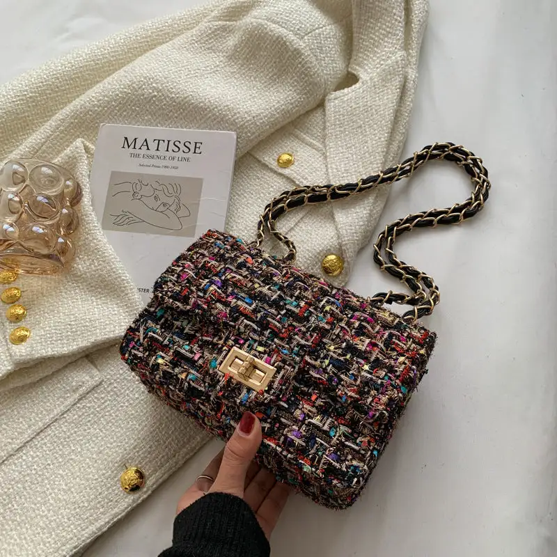 Structured Faux Leather Chain Strap Crossbody Bag