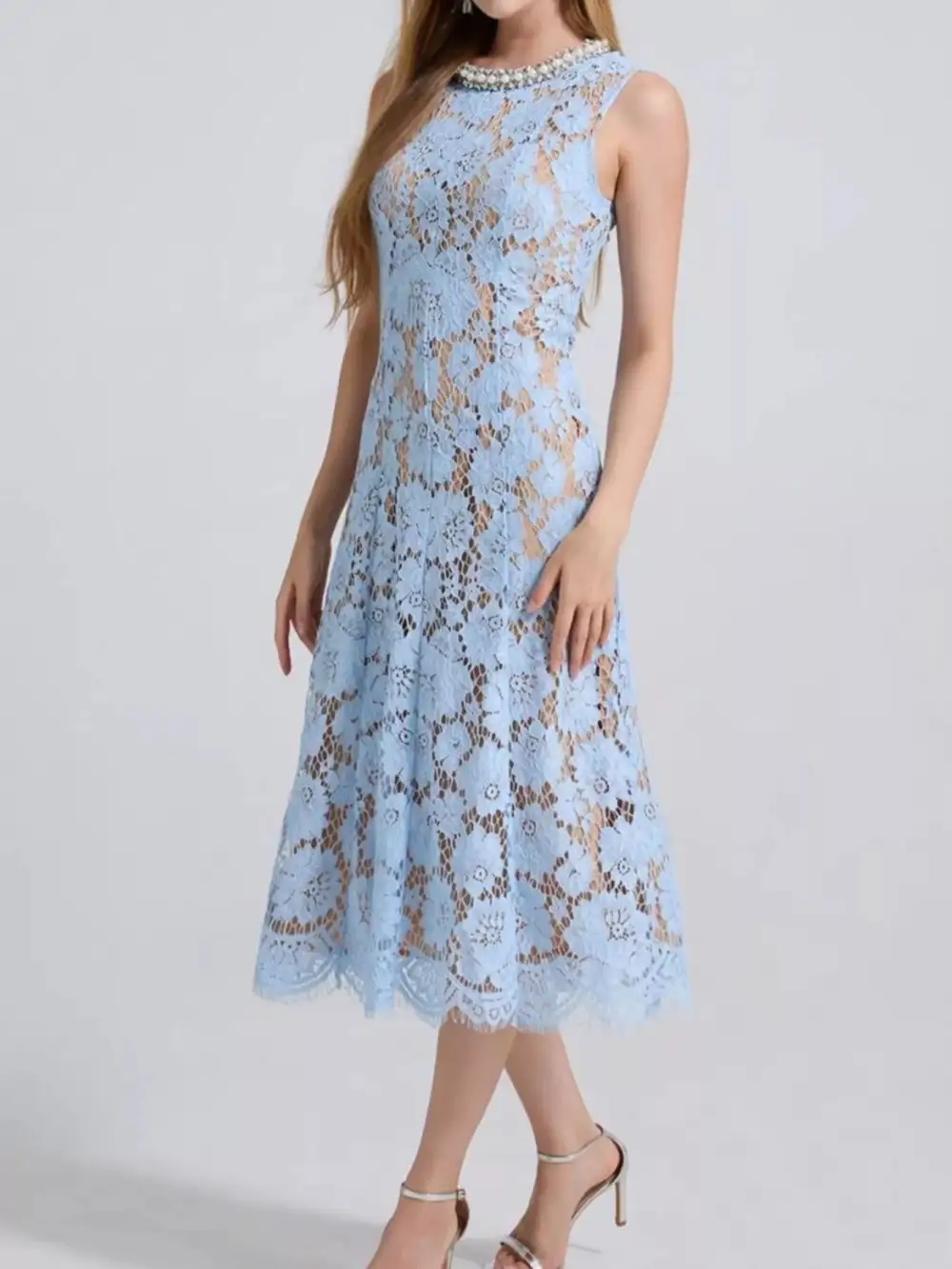 Lace Sleeveless Dress Casual