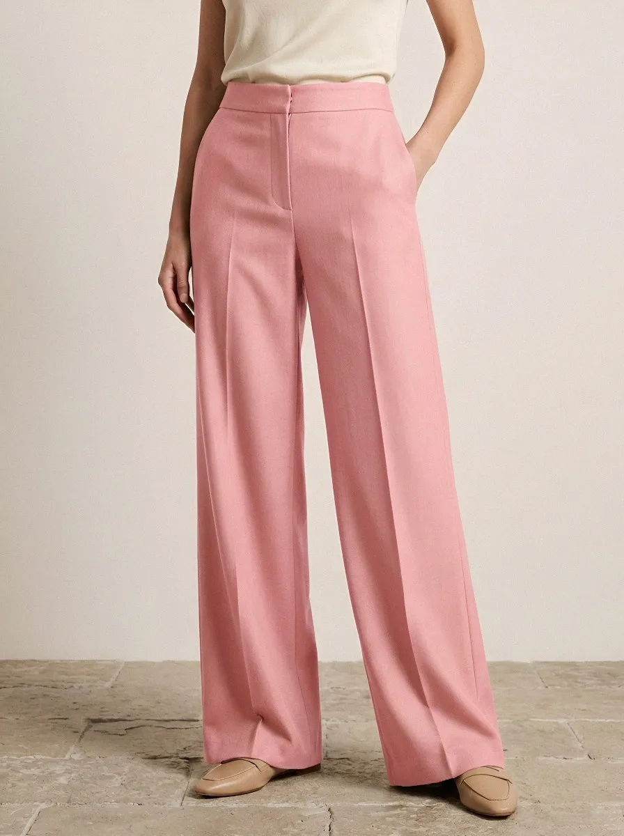 High-Waist Minimal Women's Wide-Leg Trousers
