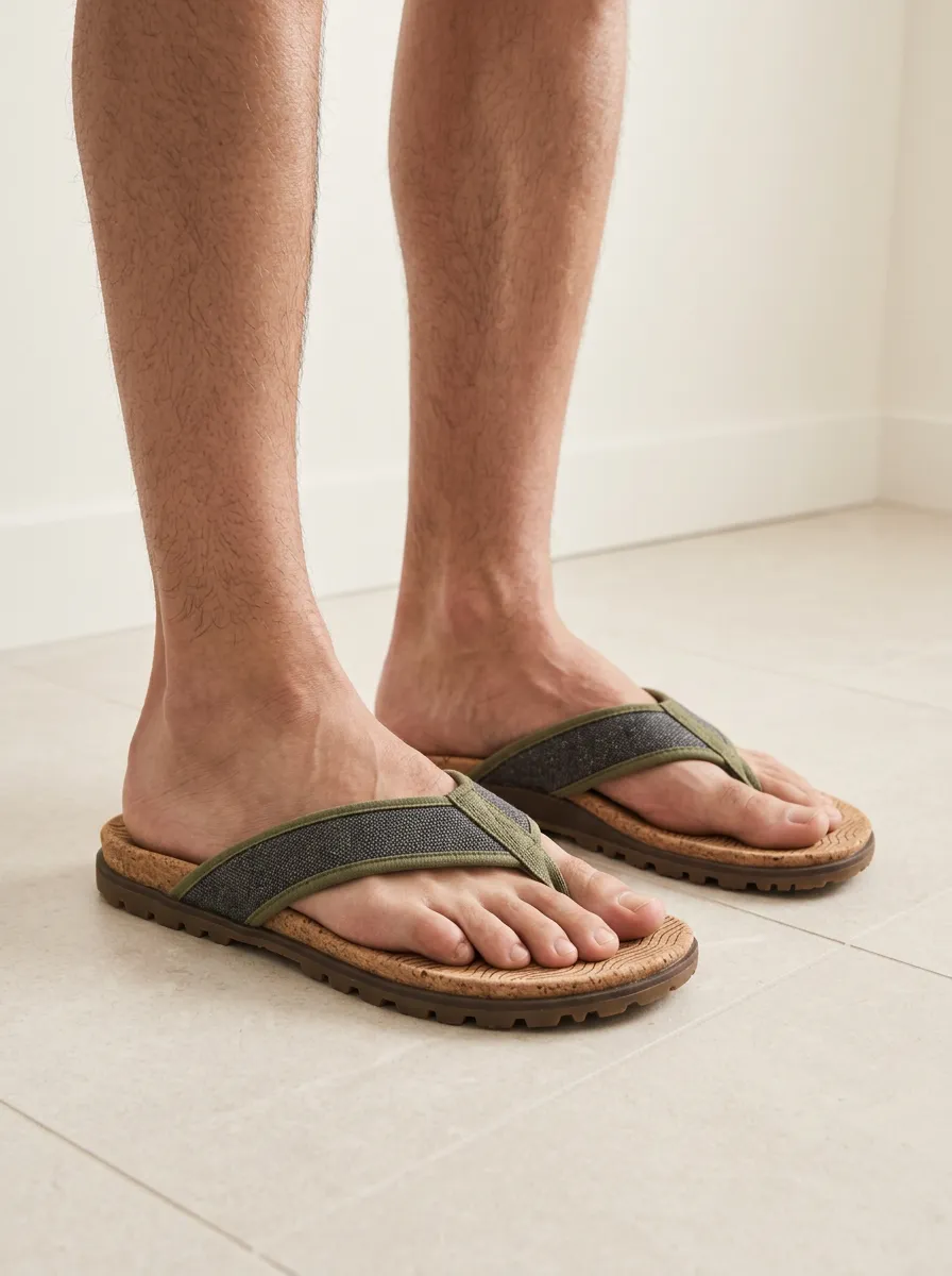 Men's Outdoor Casual Cork Patterned Flip Flops