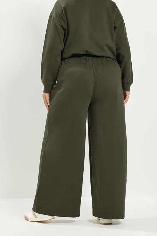 Khaki Green Wide Leg Jogger detail 2