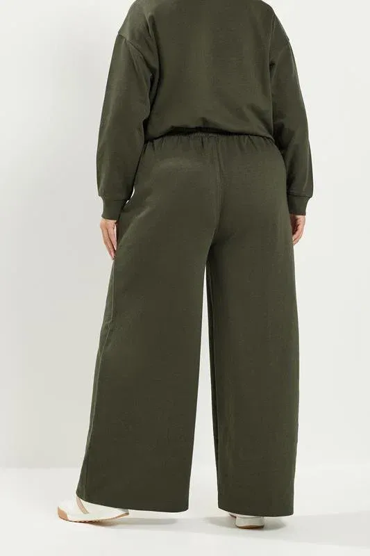 Khaki Green Wide Leg Jogger