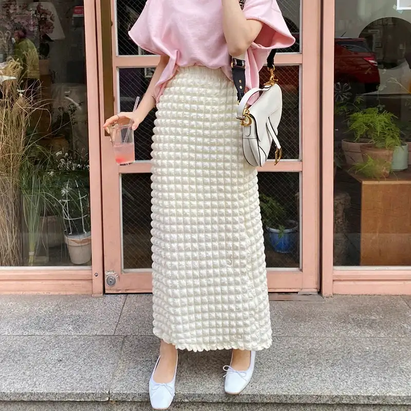 Plaid Knit High Rise Maxi Skirt