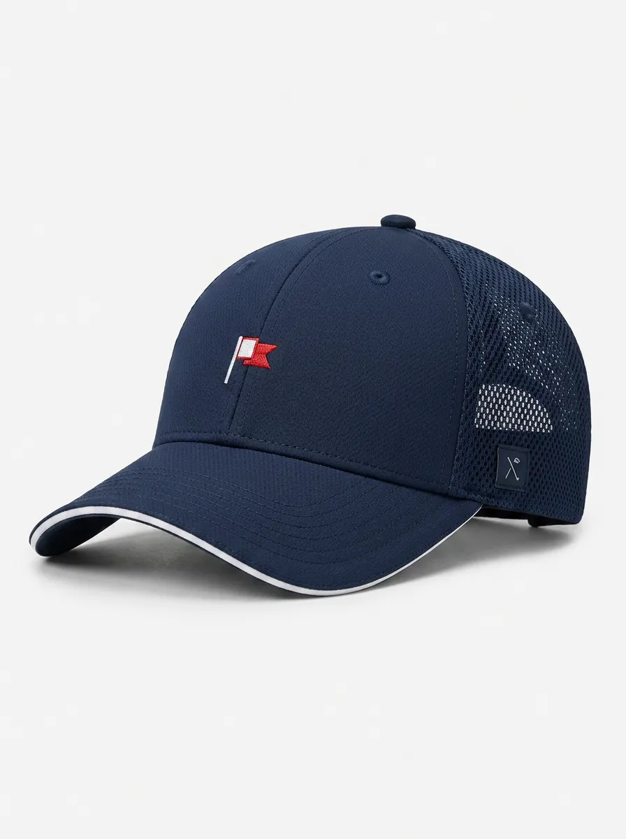 Unisex Equestrian Lover Red Flag Embroidered Mesh Cap