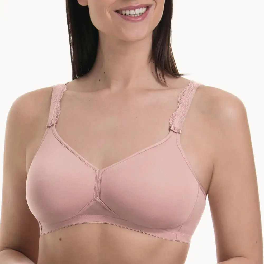 Women's Post-Mastectomy Spacer Molded Padded Seamless Lace Deep Neckline Breathable Bra