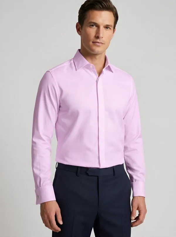 Men's Formal Business Solid White Long Sleeve Dress Shirt