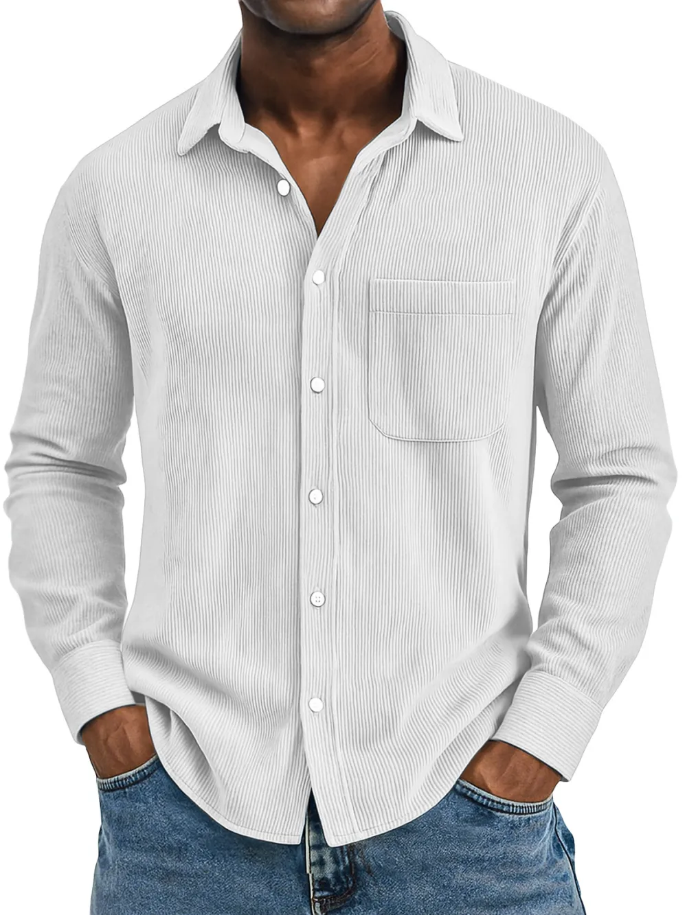 Textured Camp Collar Pocket Shirt