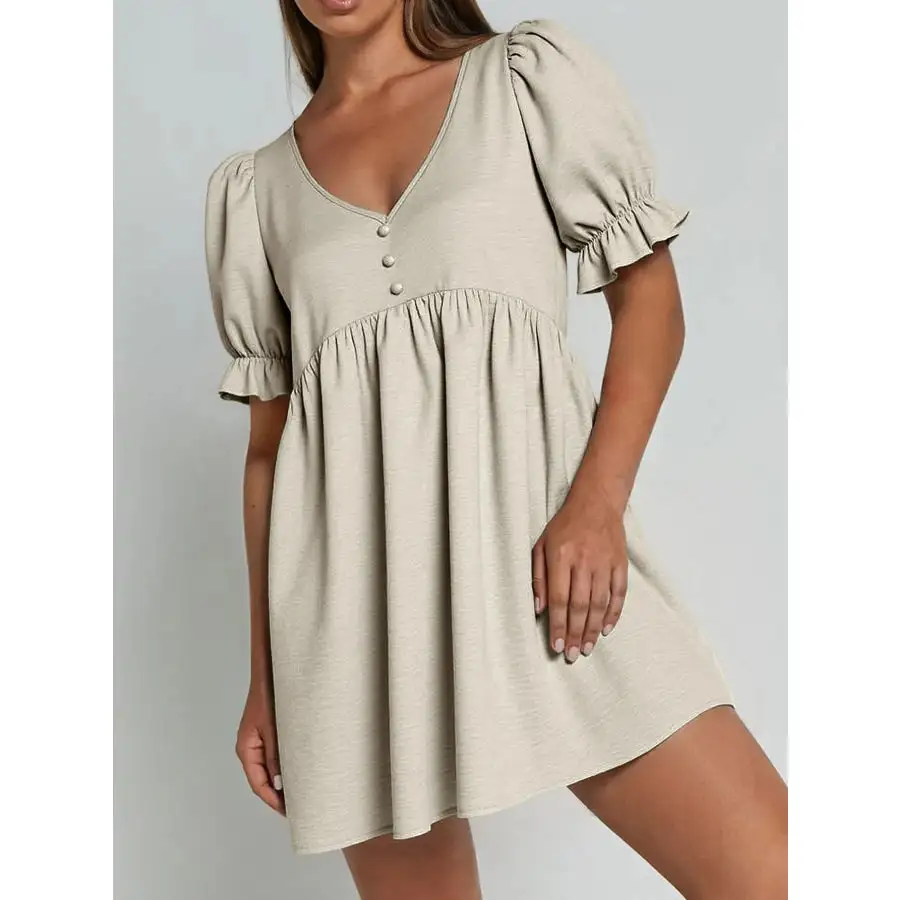 Modern Everyday Puff Sleeve Babydoll Mini Dress