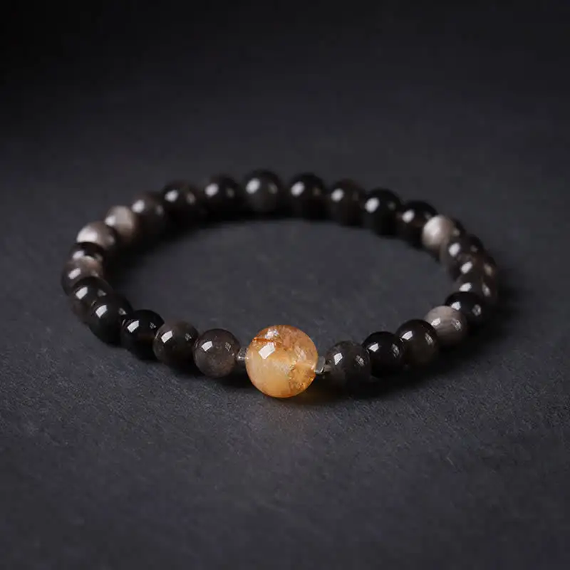 Obsidian Hand Woven Round Bracelet