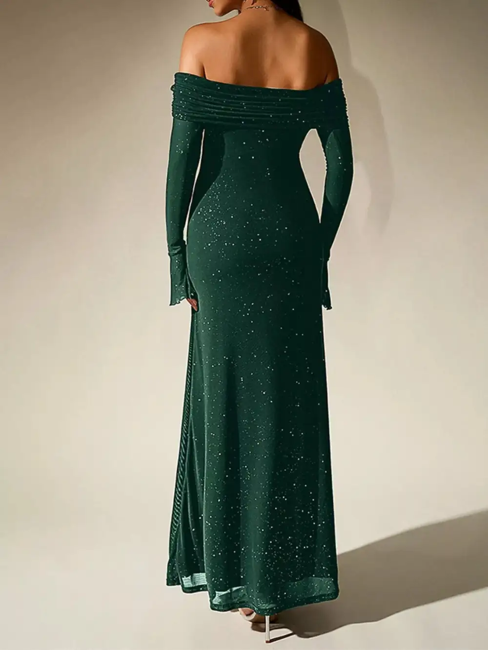 Relaxed Shape Glitter Maxi Dress