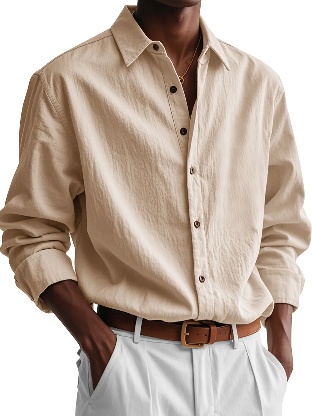 Garment Washed Pleated Front Shirt