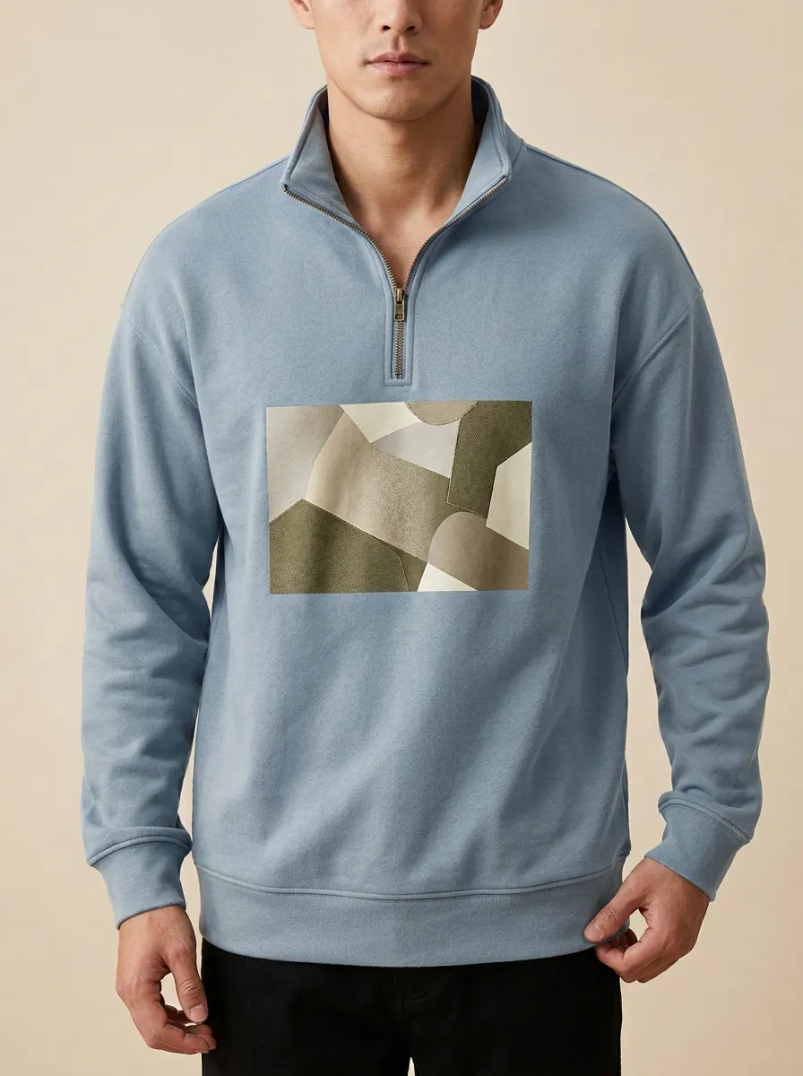 Utility Half-Zip Geometric Abstract Men's Half-Zip Sweatshirt