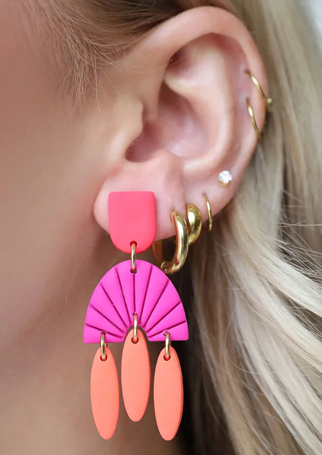 Coral Fan Shaped Drop Earrings