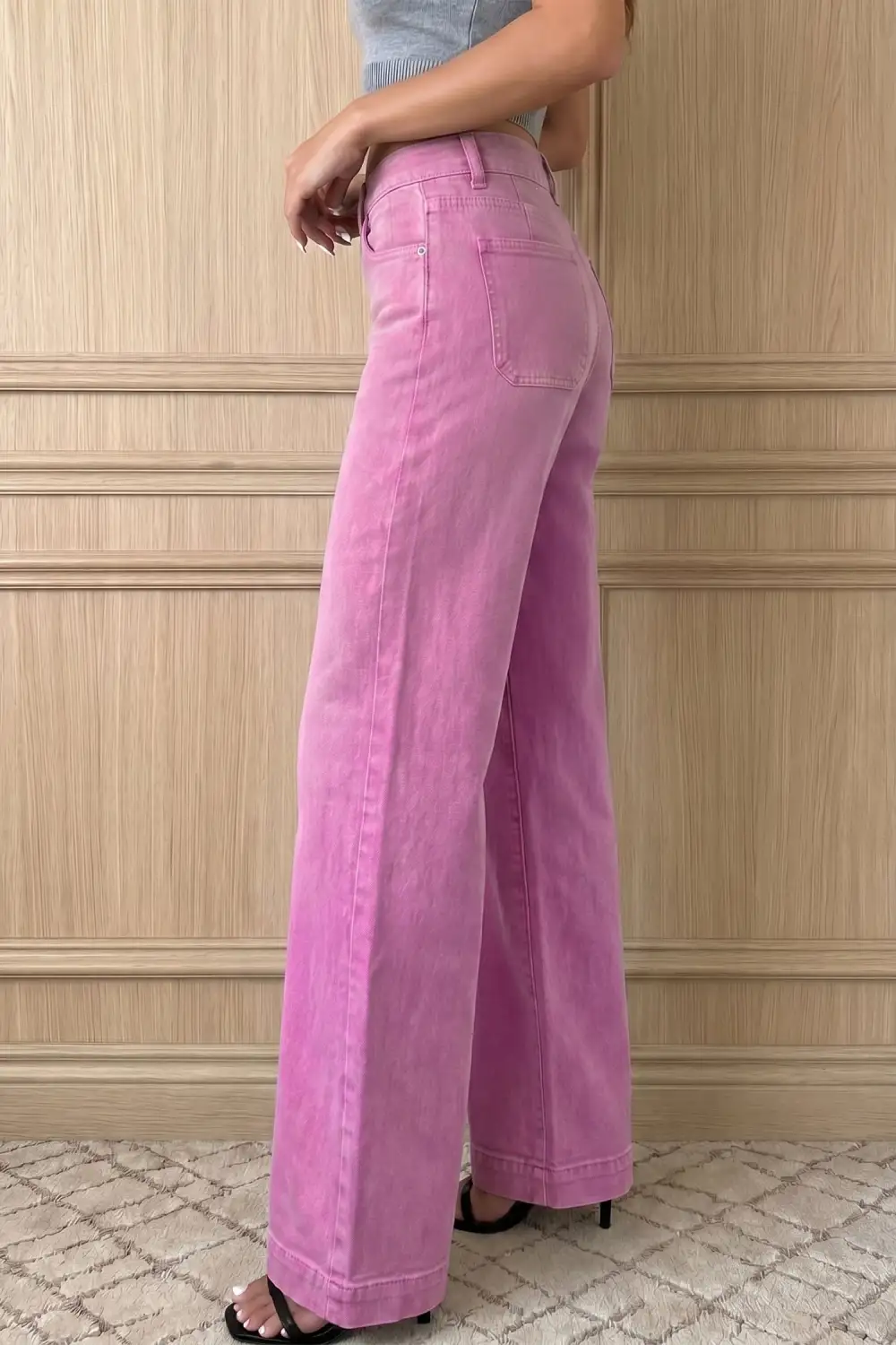 Women's Two Button High Waist Wide Leg Jeans