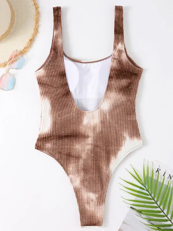 Candy Fluorescent Pleated Fabric One Piece Swimsuit