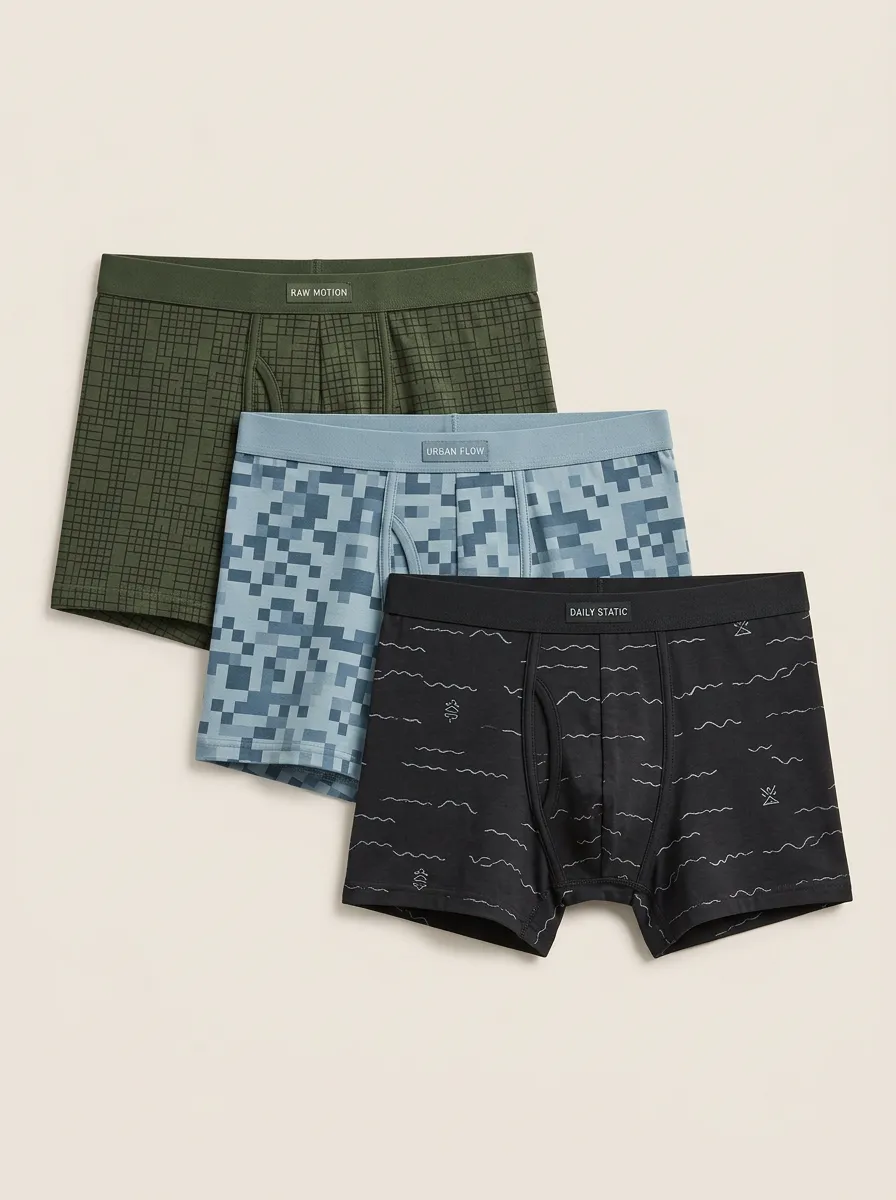 Patterned Pixel Geometric Boxer Brief Set