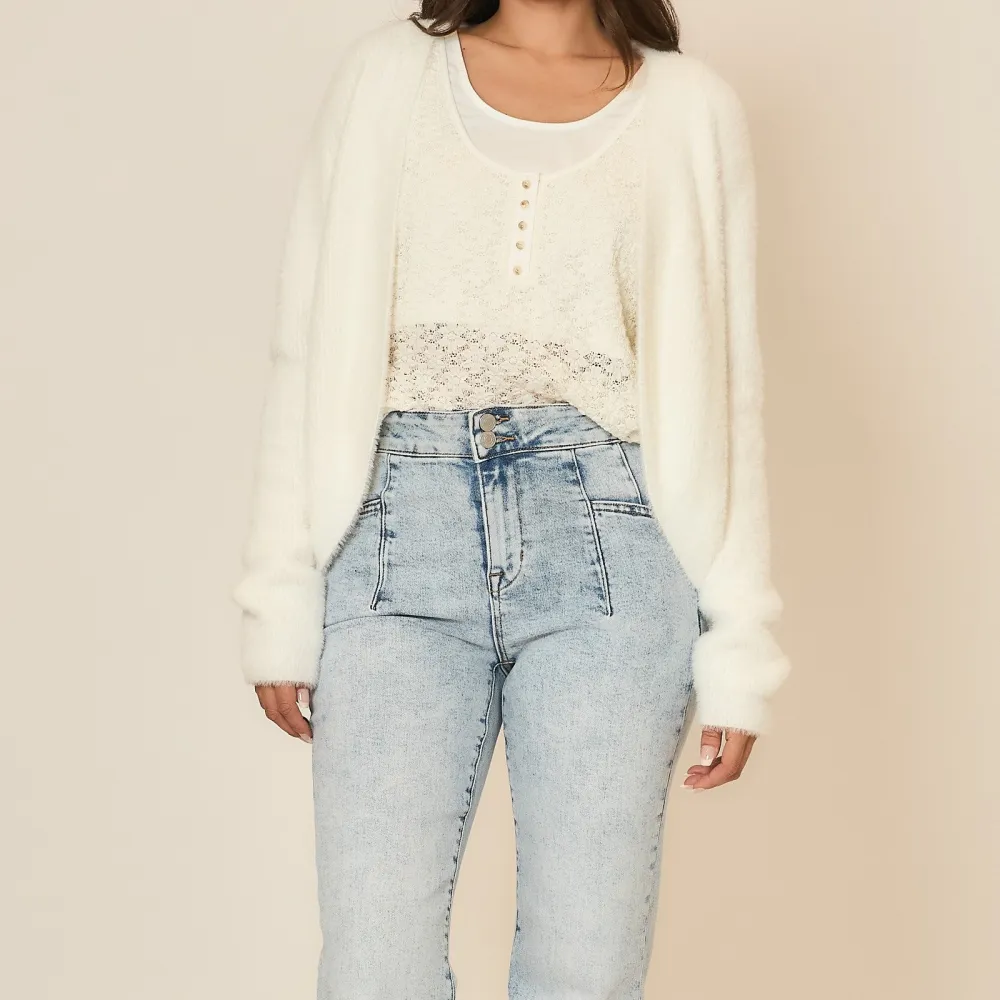 Classic Open Front Ribbed Cardigan