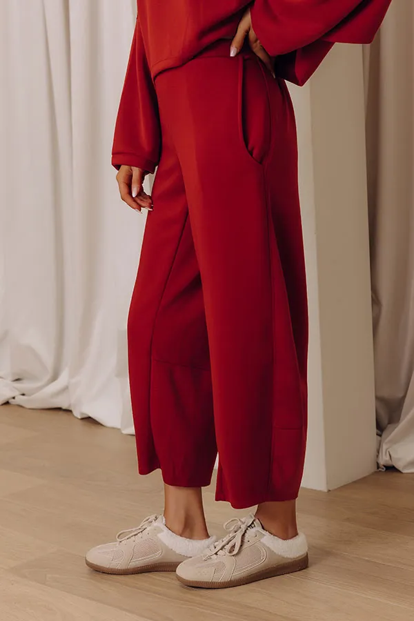 Mid Rise Relaxed Barrel Leg Scuba Knit Modal Blend Pants