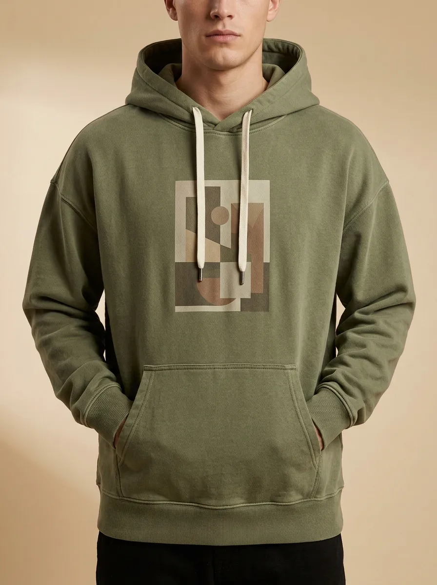 Men's Minimalist Art Geometric Abstract Print Hoodie