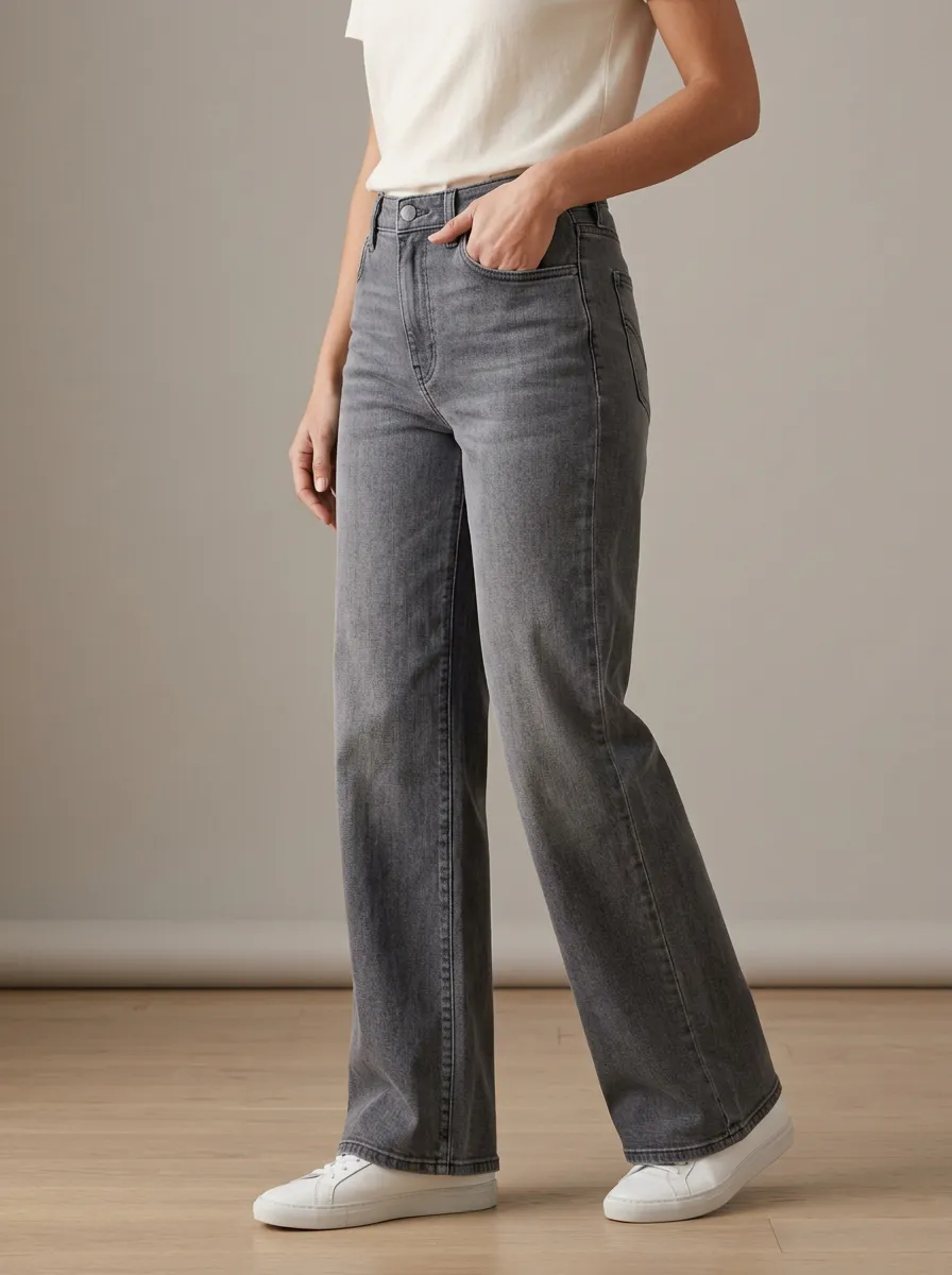 High-Rise Washed Denim Denim Jeans