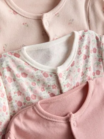 0-24mths | 3pk Floral Print Popper Sleepsuits