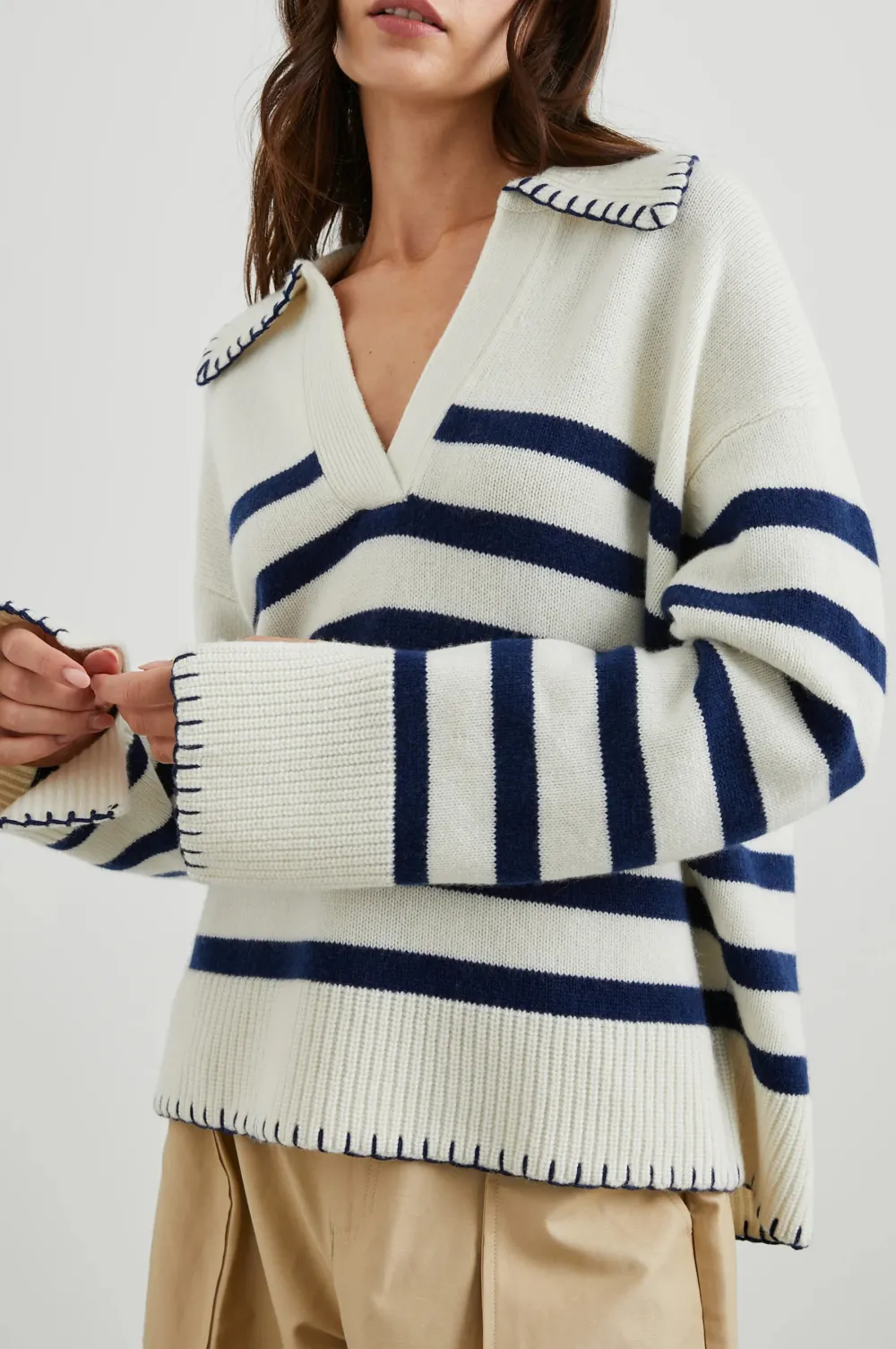 Classic V-Neck Striped Sweater