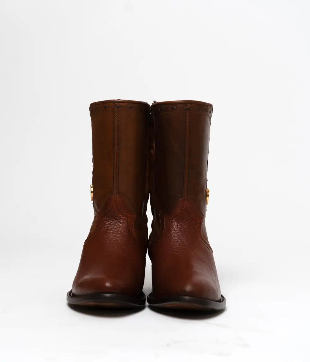 Men's Round Toe Leather Ankle Boots