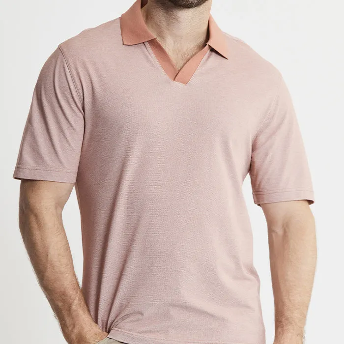 Cotton-Poly Johnny Collar Polo