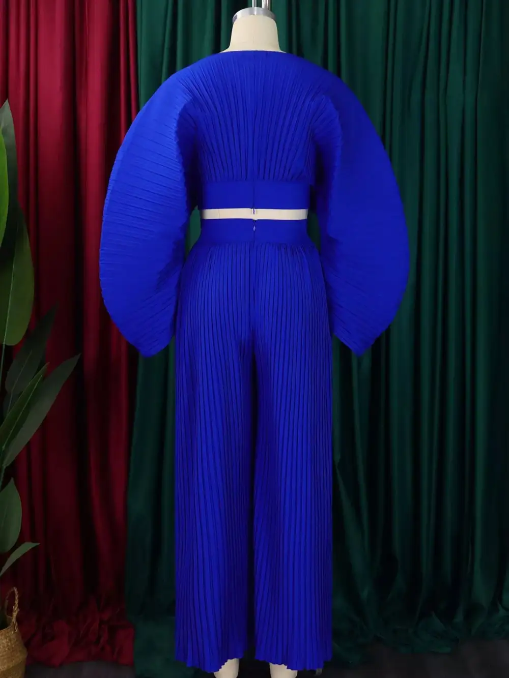 Full Size Pleated Crop Top and Wide Leg Pants