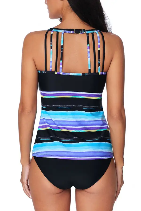 Swimwear Multicolor Tie Dye Striped Tankini Top