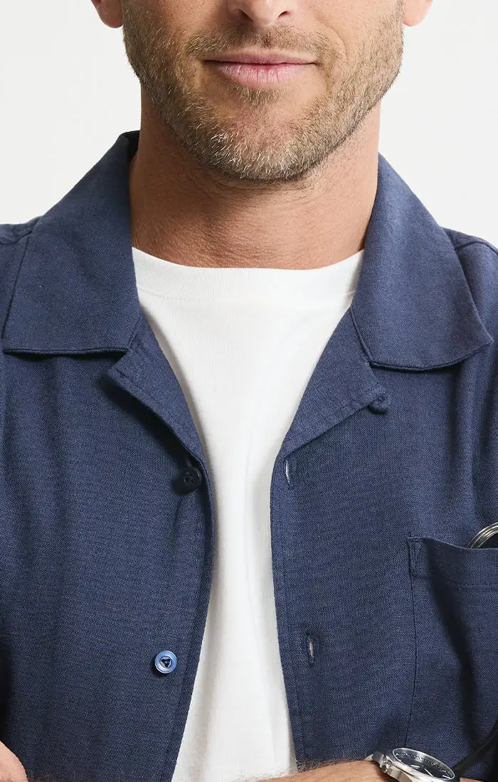 Linen Blend Short Sleeve Camp Shirt