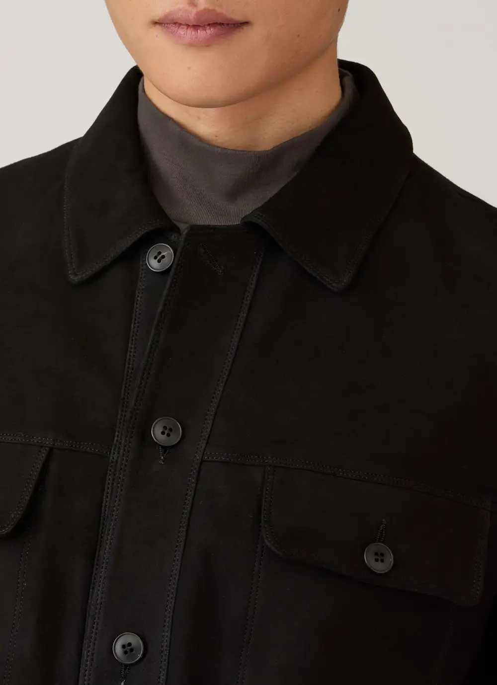 Unlined Suede Pocket Overshirt