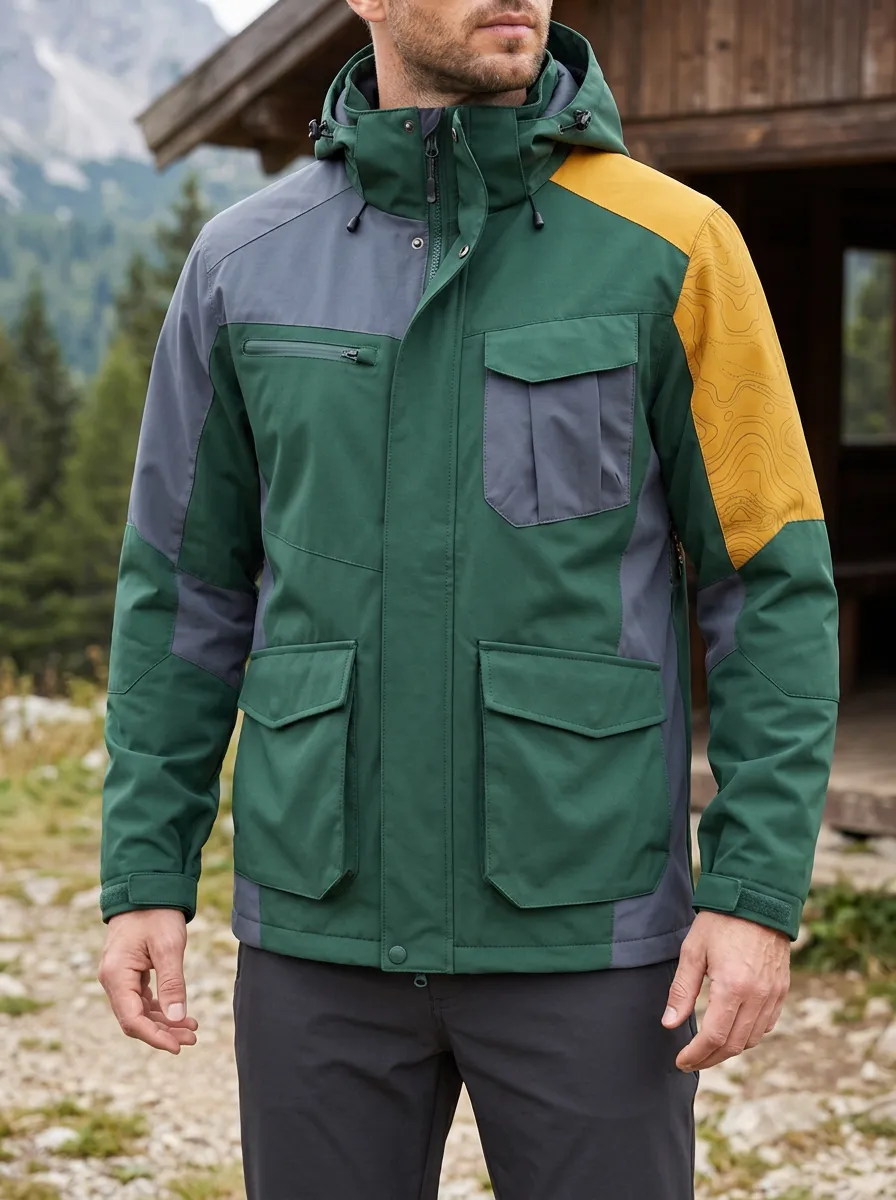 Men's Trailhead Hiking Topographic Map Printed Jacket
